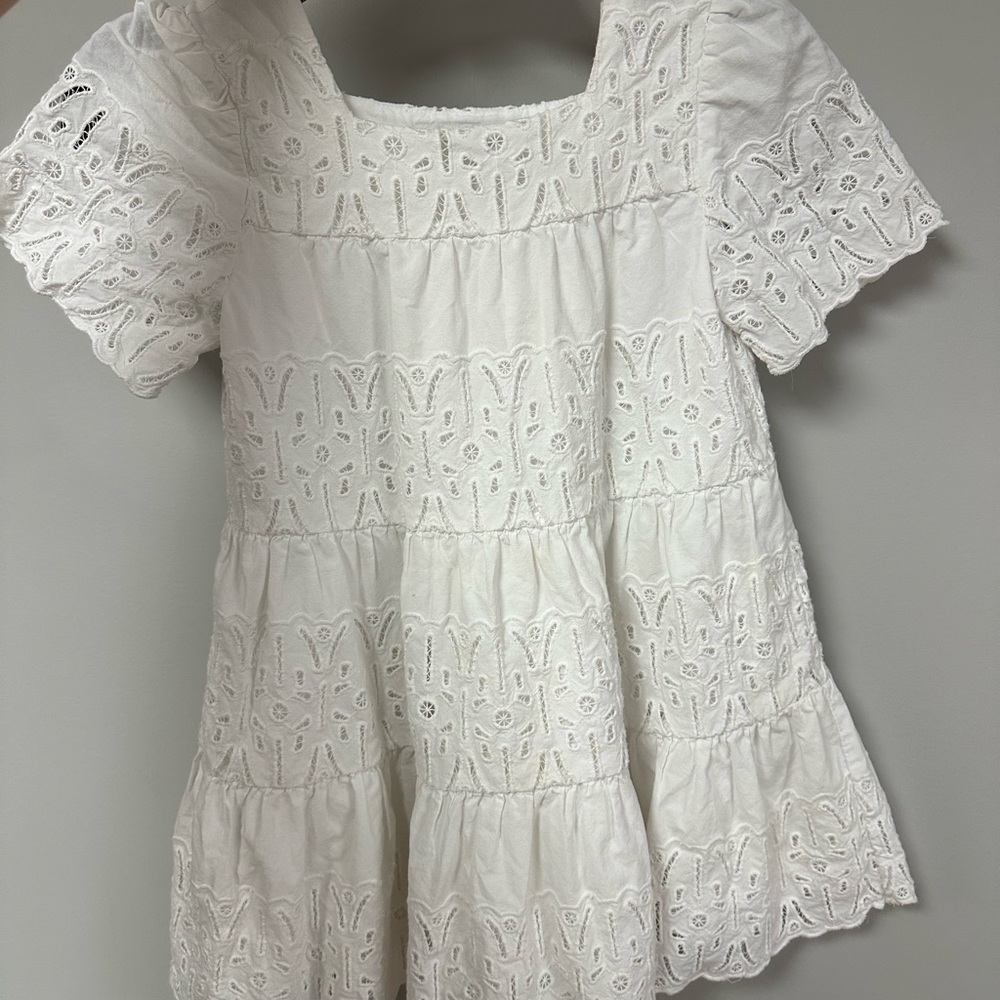 Sea New York Kids White Eyelet Tiered Dress